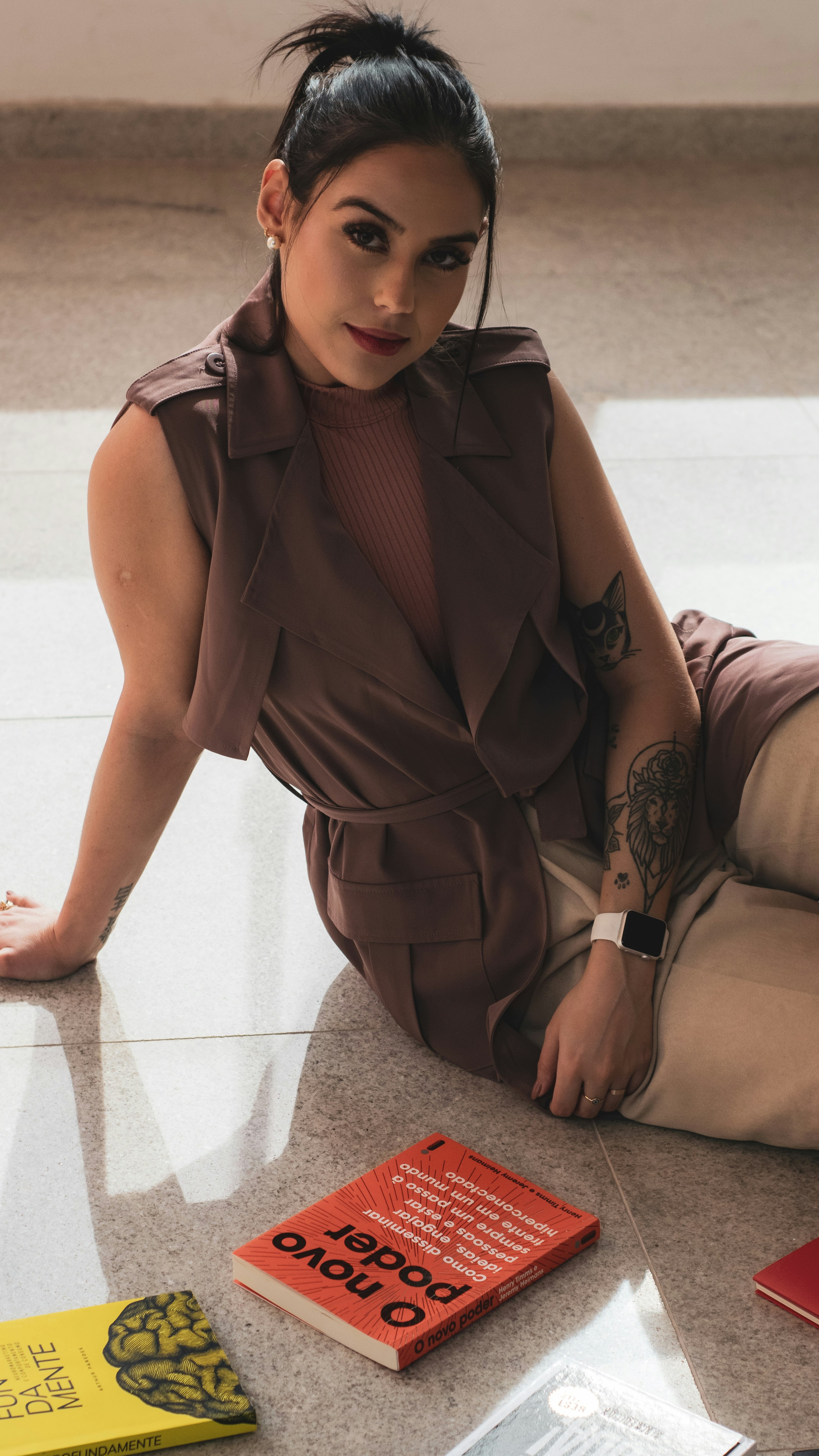 woman sitting on floor